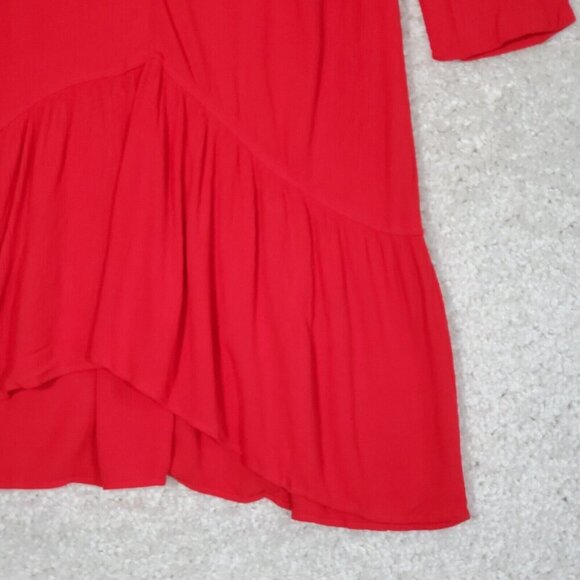 Soft Surroundings Women Gauzy Long Sleeve Dress Size Medium Red Flowy Lagenlook - Picture 2 of 13